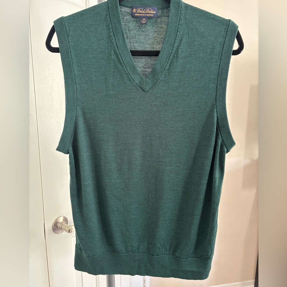 Brooks Brothers Forest Green Vest 100% Merino Wool